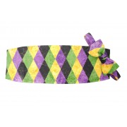 Mardi Gras Harlequin Cummerbund and Bow Tie Set